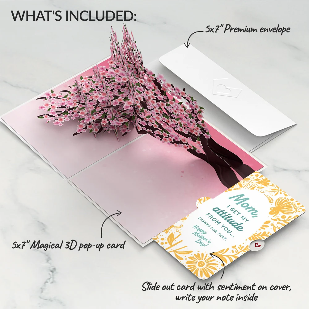 Lovepop Cherry Blossom Branches in Bloom Mother’s Day Pop-Up Card and Sunny Bloom Sentiment Set for Mom Cream - Image 2