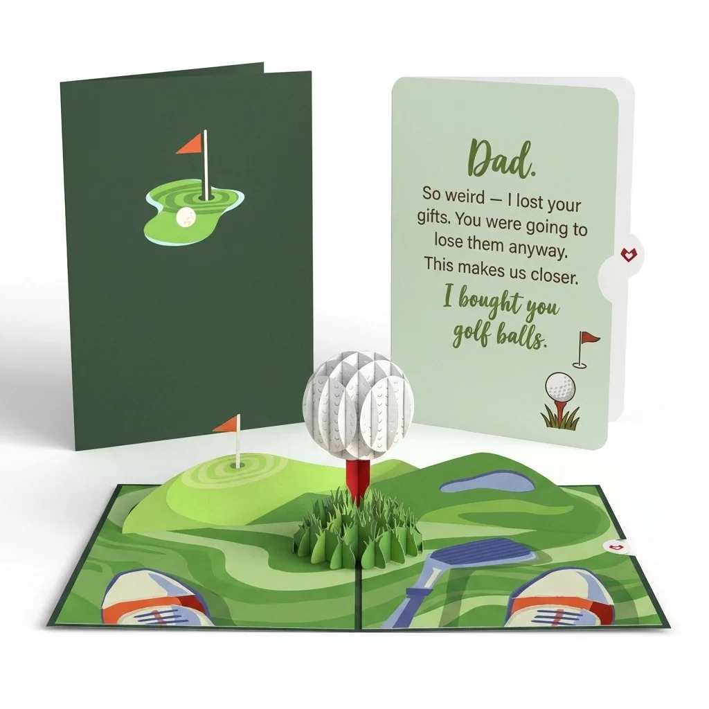 Lovepop Hole in One Father's Day Pop-Up Card and Golf Balls Gift Sentiment Set for Dad