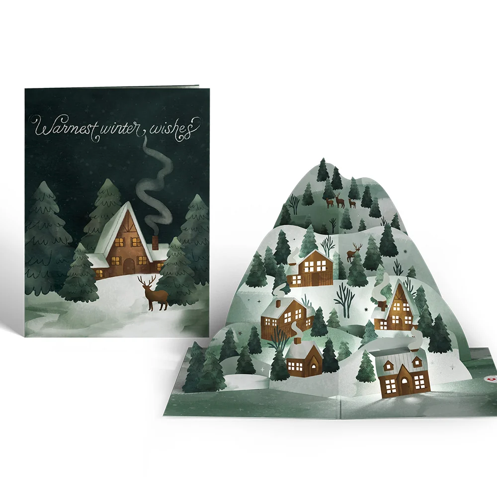 Lovepop Winter Wishes Mountain Village Light-Up Pop-Up Card - Image 3