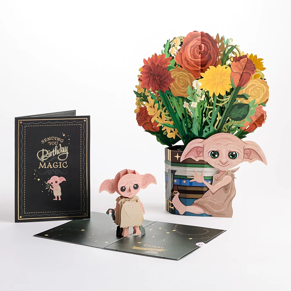 Lovepop Harry Potter Dobby Birthday Pop-Up Card & Flower Buds Bouquet Bundle