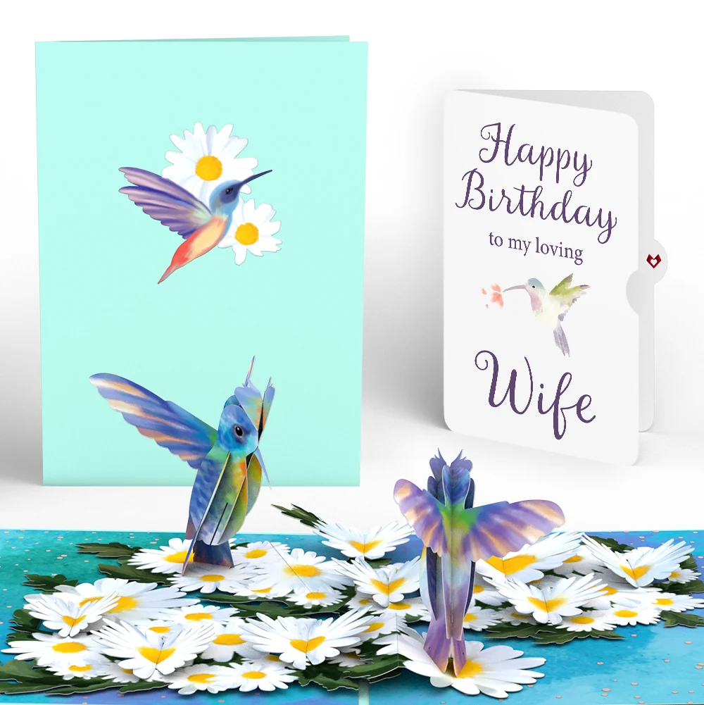 Lovepop Daisy Patch Hummingbirds Birthday Pop-Up Card and Sentiment Set for Wife