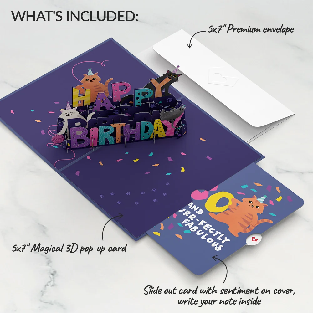 Lovepop Happy 30th Birthday Cats Pop-Up Card and Sentiment Set - Image 2