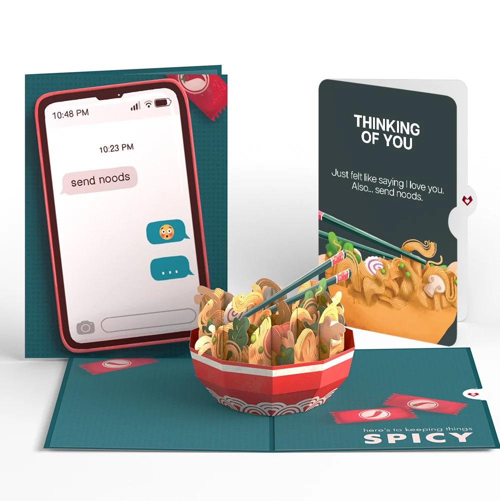 Lovepop Send Noods Spicy Thinking of You Pop-Up Card and Sentiment Set Bowl