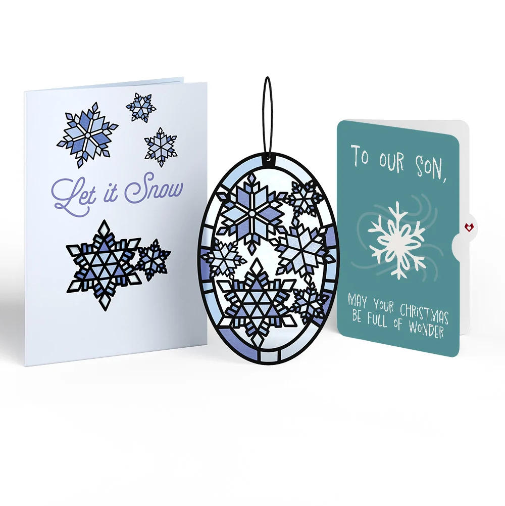 Lovepop Let It Snow Snowflakes Christmas Suncatcher Card and Sentiment Set for Son Glass