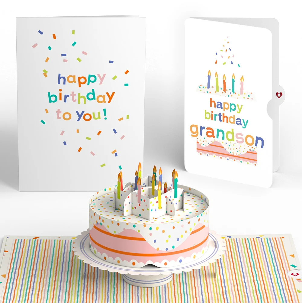 Lovepop Happy Birthday to You! Confetti Cake Pop-Up Card and Sentiment Set for Grandson Candle
