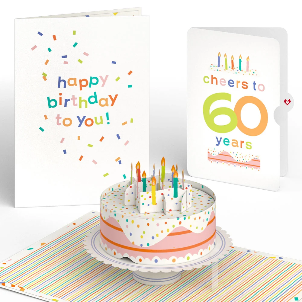Lovepop Confetti Cake 60th Birthday Pop-Up Card and Sentiment Set Candle