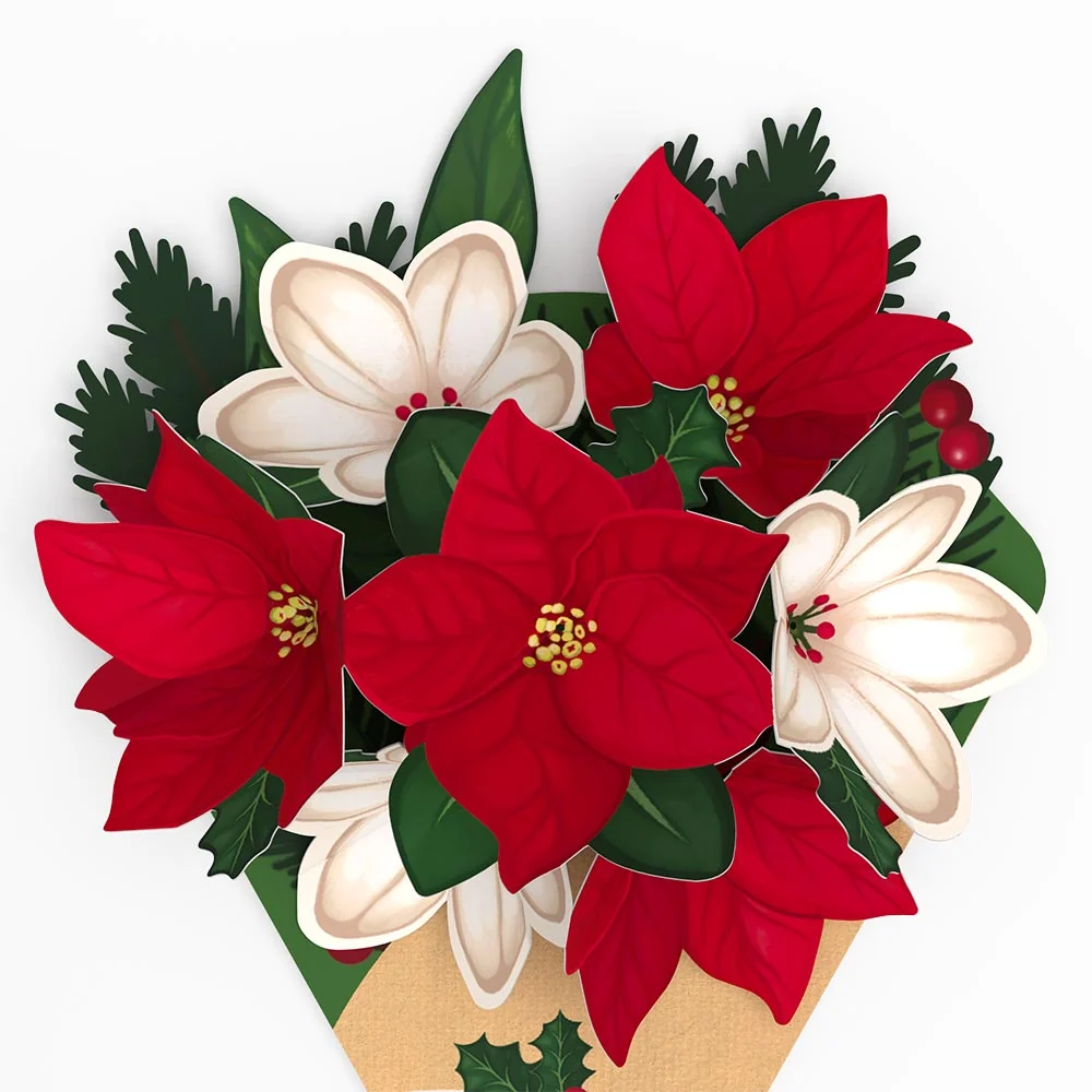 Lovepop Poinsettia & Pine Little Blooms (Notecard 5-Pack) - Image 2