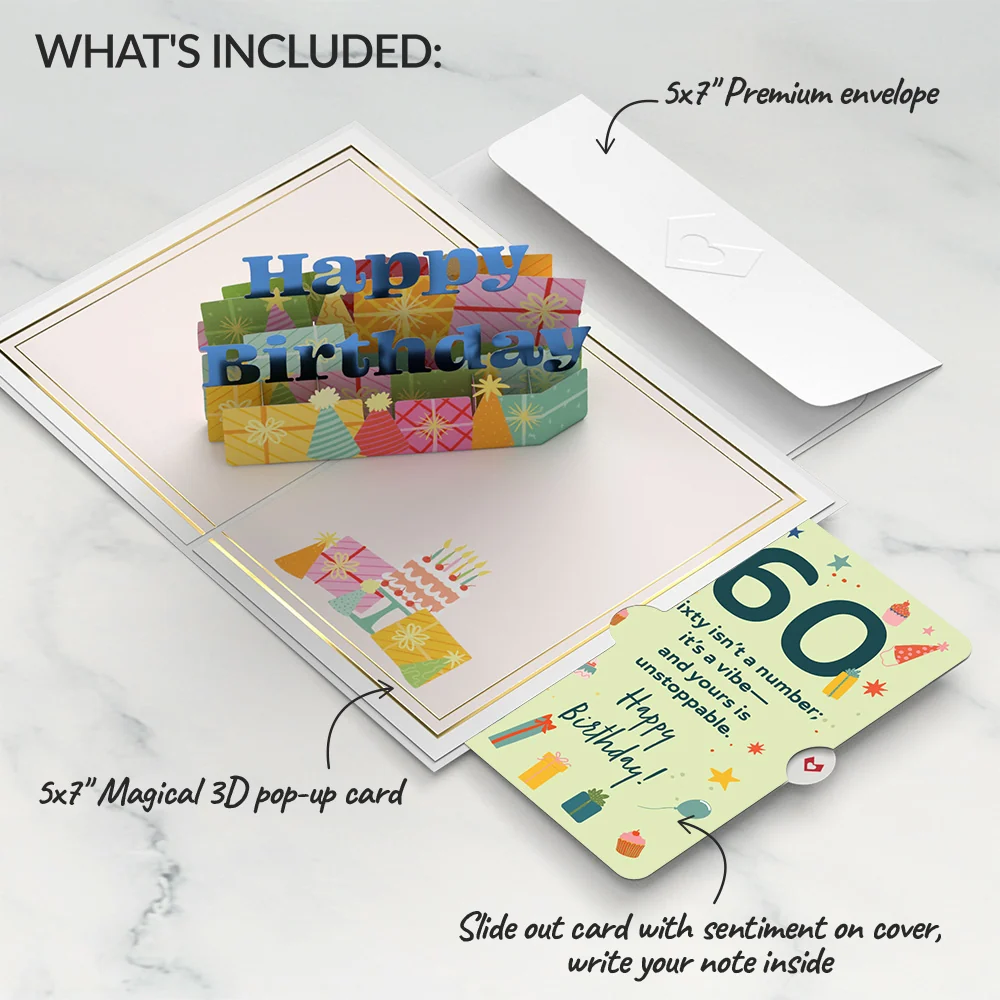 Lovepop Wishing You a Happy 60th Birthday Pop-Up Card and Sentiment Set Candle - Image 2