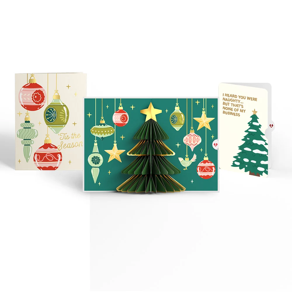 Lovepop Tis the Season Christmas Tree Pop-Up Card and Funny Sentiment Set Cream