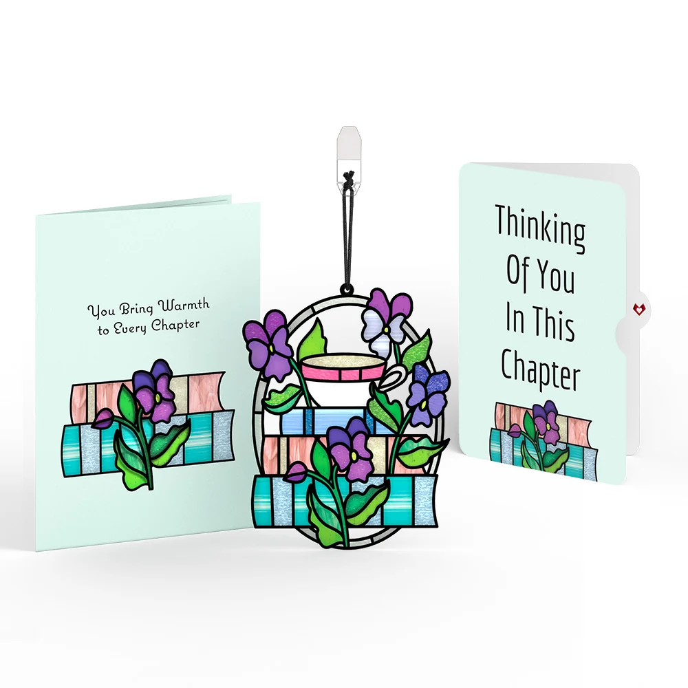 Lovepop Warmth in Every Chapter Thinking of You Suncatcher Card and Sentiment Set Tea