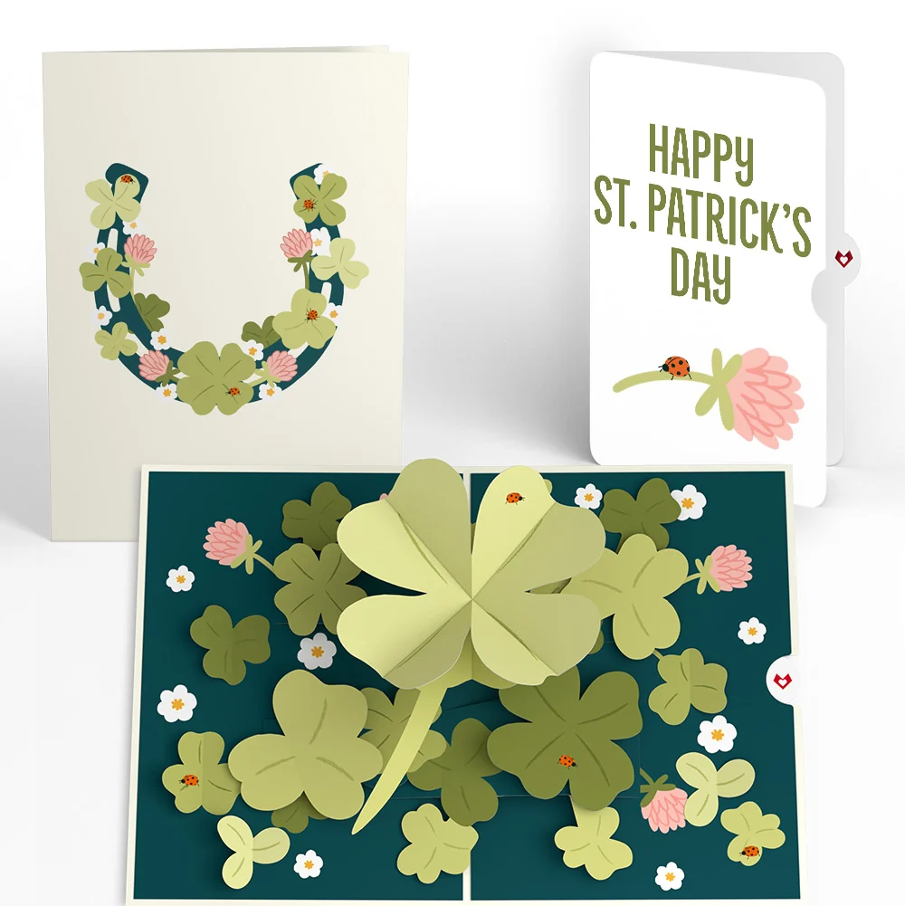 Lovepop Shamrock Fields St. Patrick’s Day Pop-Up Card and Good Luck Bloom Sentiment Set Cream