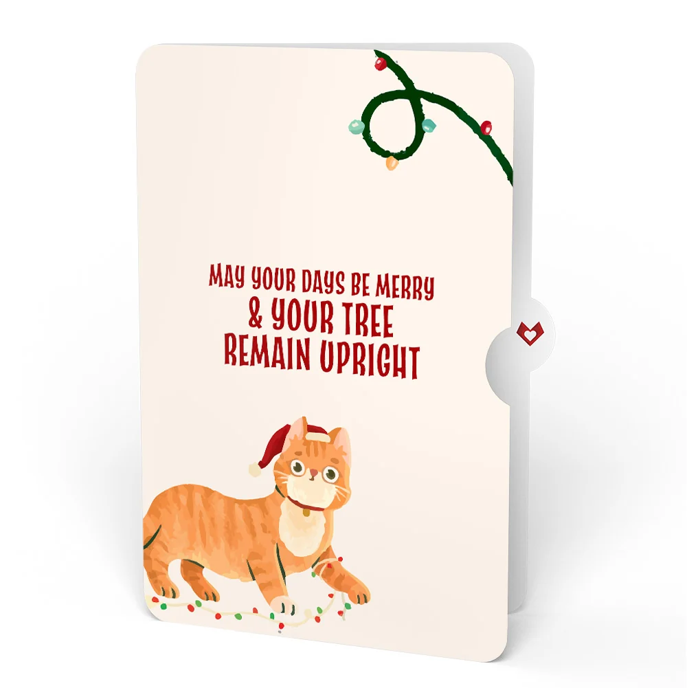 Lovepop Tis the Season Christmas Tree Pop-Up Card and Funny Cat Sentiment Set Cream - Image 4