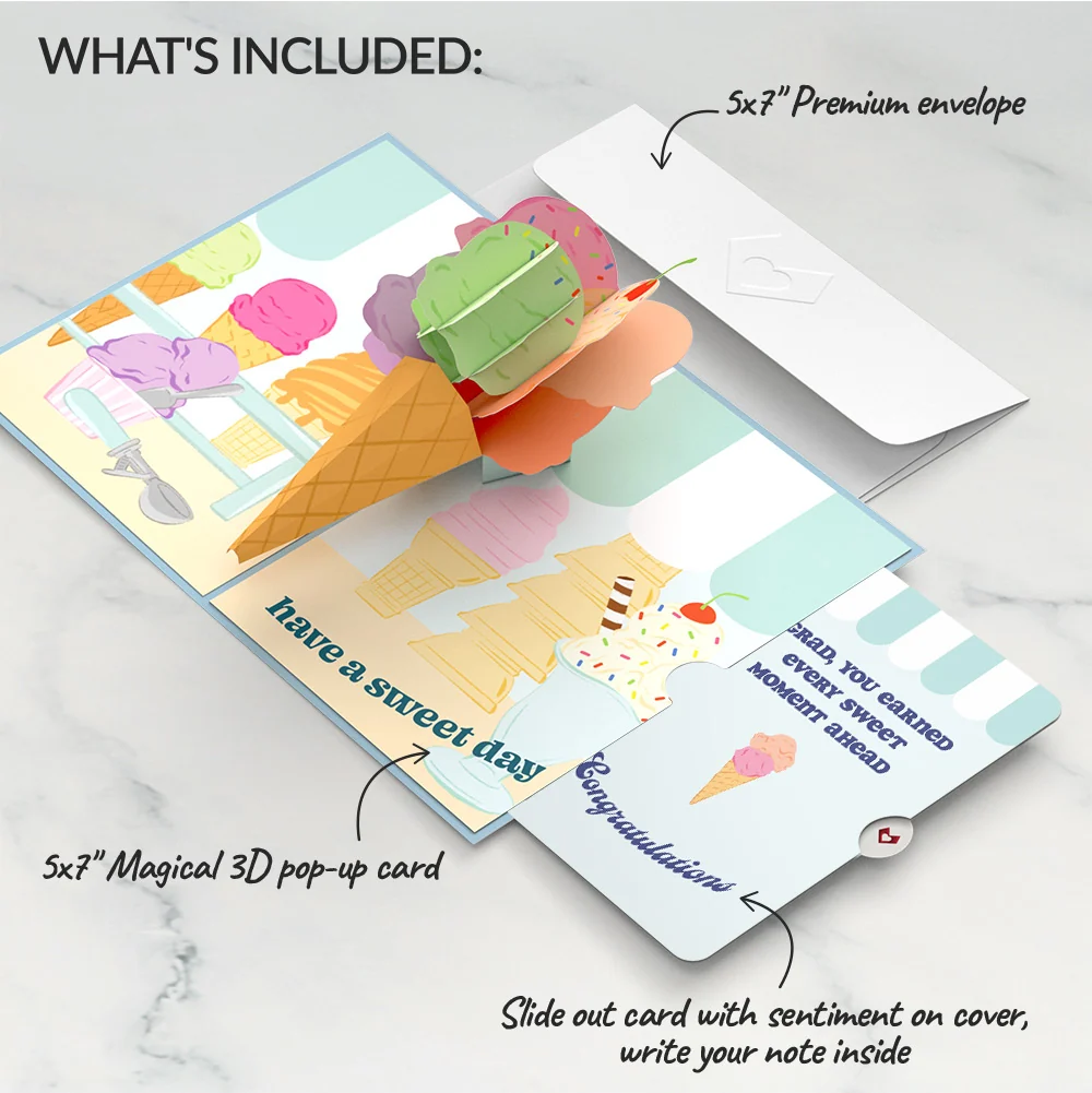 Lovepop Sweet Day Ice Cream Graduation Pop-Up Card and Sentiment Set for Grad - Image 2
