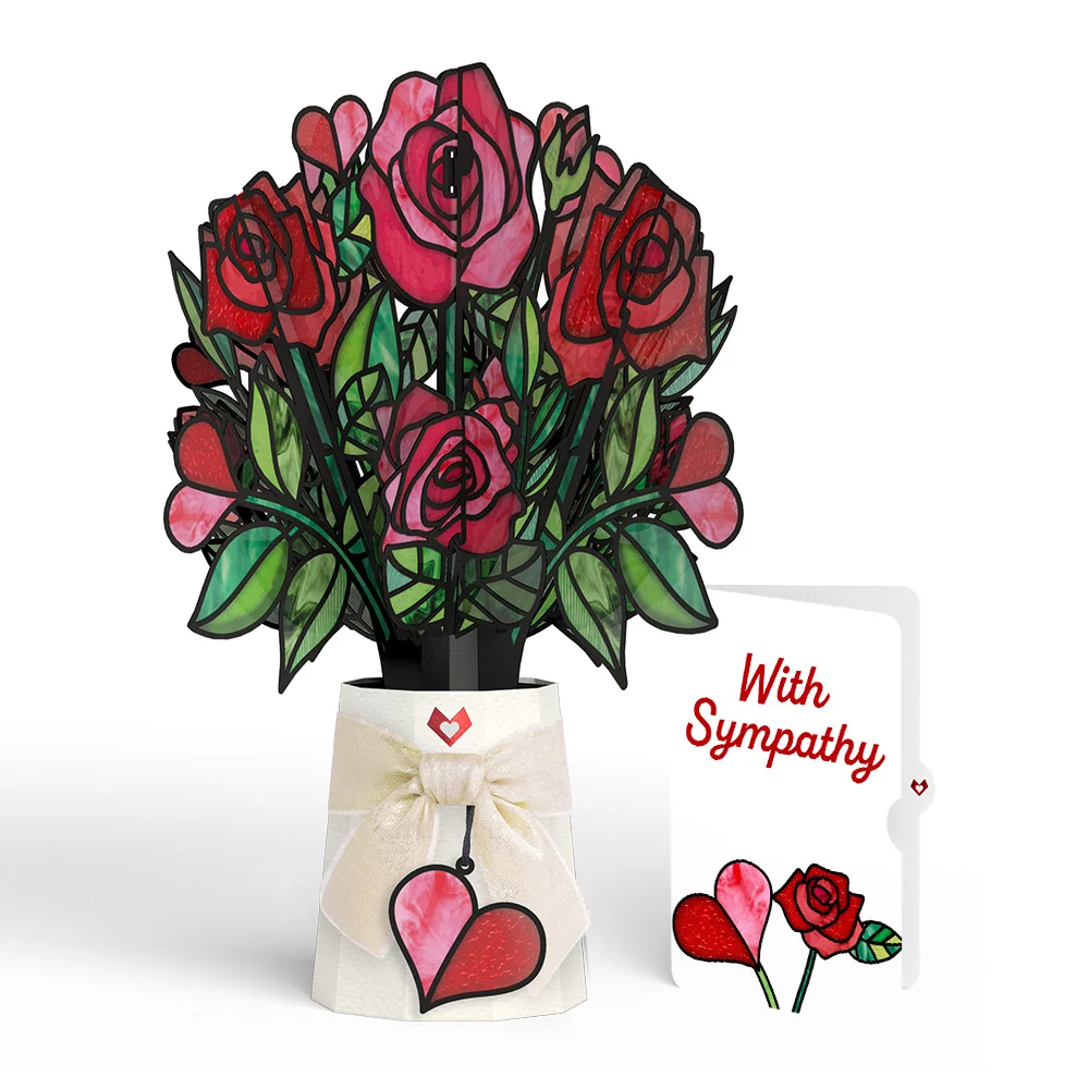 Lovepop Radiant Rose Sympathy Suncatcher Bouquet and Sentiment Set Glass