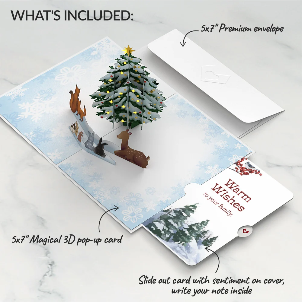 Lovepop Woodland White Christmas Pop-Up Card and Warm Wishes Sentiment Set for Family - Image 2