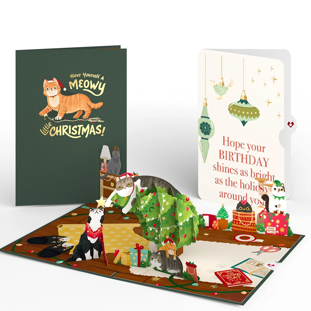 Lovepop Meowy Little Christmas Cats Pop-Up Card and Twinkling Ornaments Birthday Sentiment Set Toy