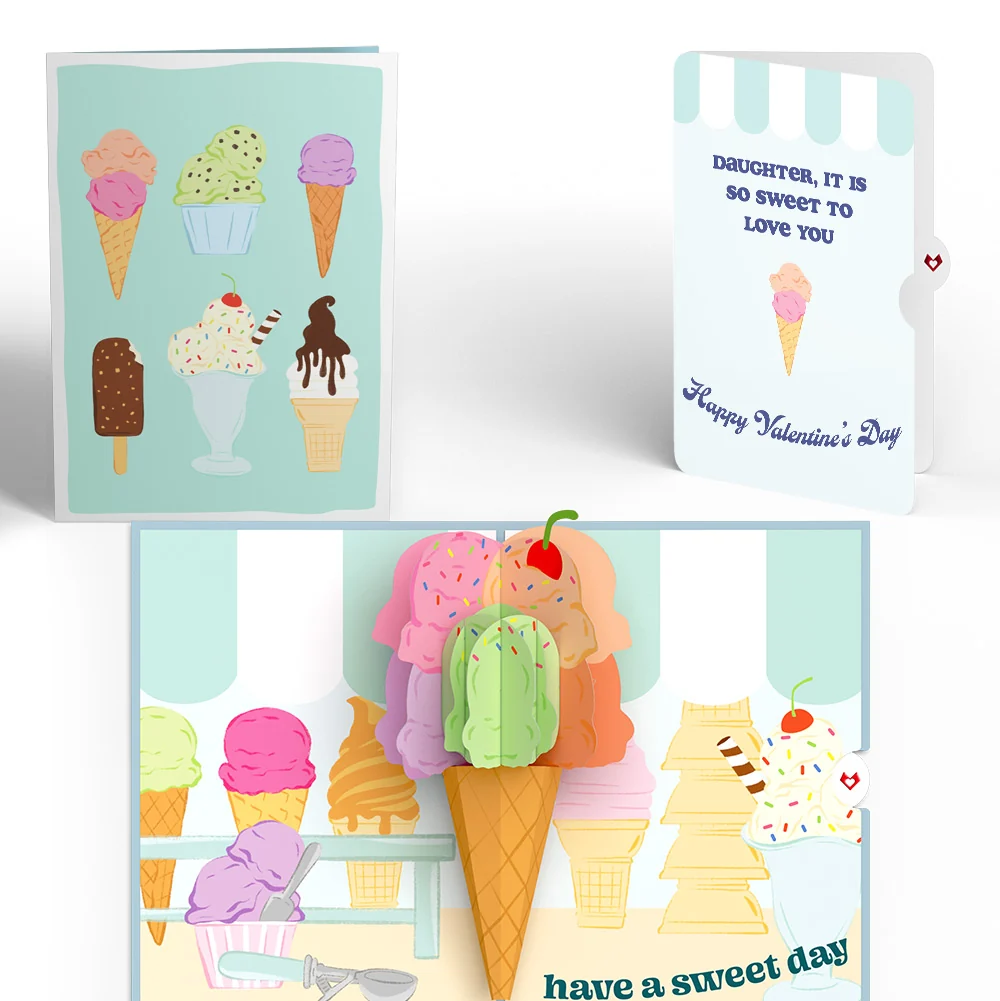 Lovepop Sweet Day Ice Cream Valentine Pop-Up Card and Sentiment Set for Daughter