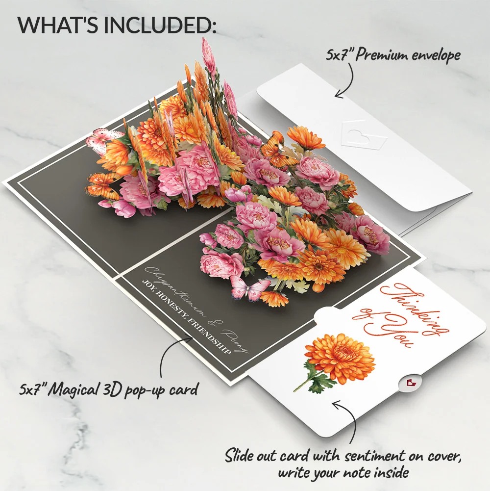Lovepop Born to Bloom: November Birth Month Flowers Thinking of You Pop-Up Card and Sentiment Set Cream - Image 2