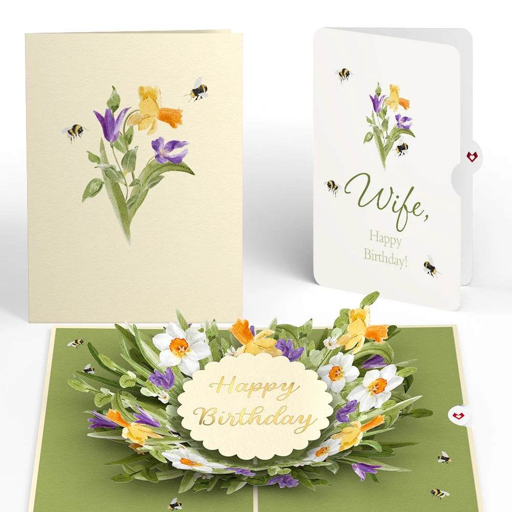 Lovepop Birthday in Bloom Pop-Up Card and Sentiment Set for Wife Cream