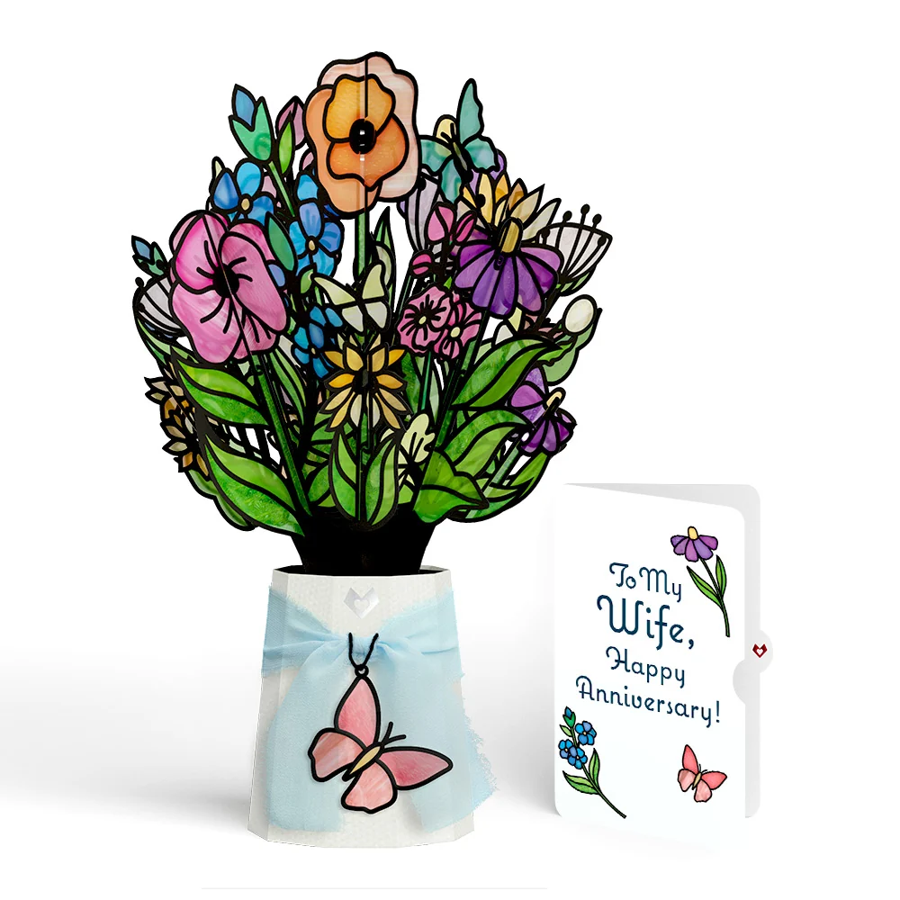 Lovepop Garden Glow Anniversary Suncatcher Bouquet and Sentiment Set for Wife Glass