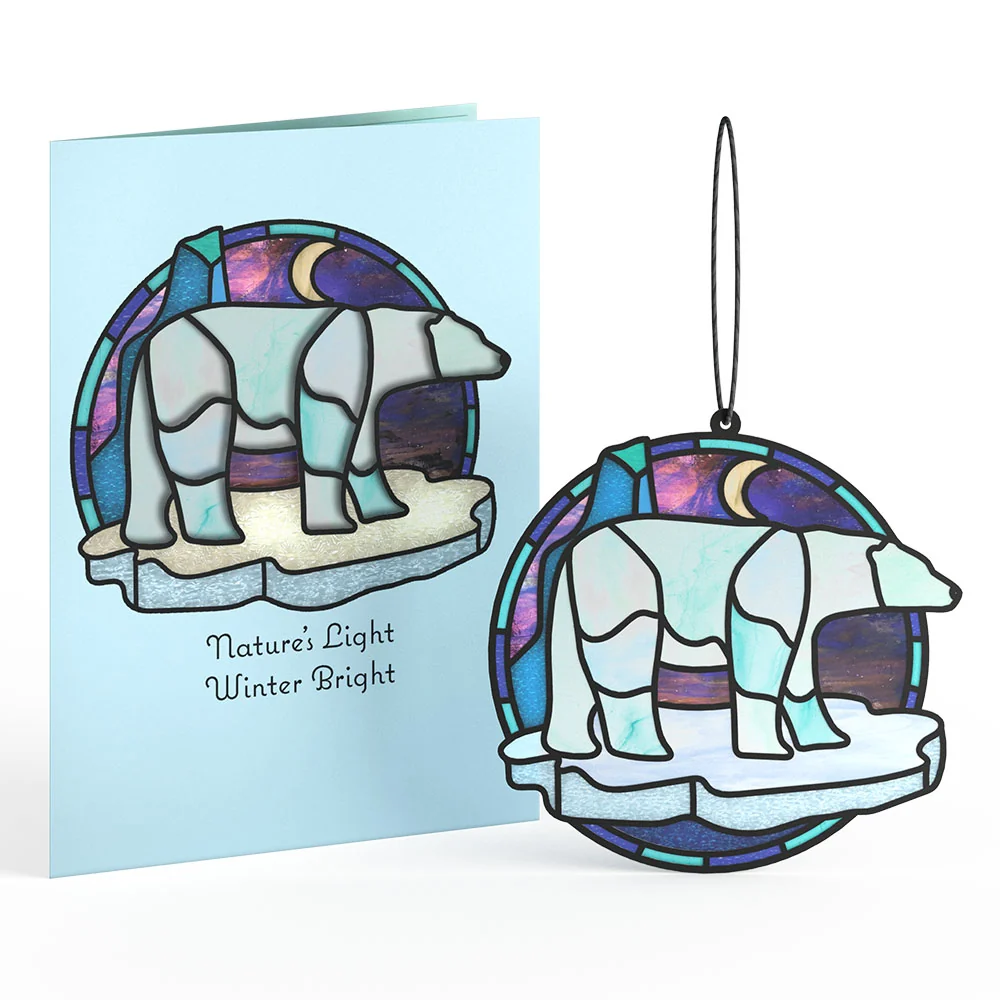 Lovepop Nature's Light Polar Bear Suncatcher Card - Image 2