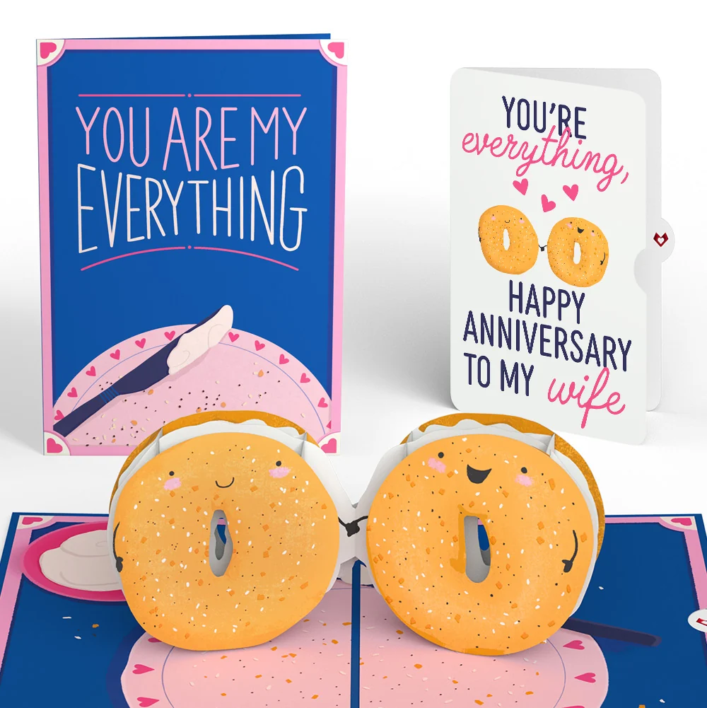 Lovepop You Are My Everything Bagel Anniversary Pop-Up Card and Sentiment Set for Wife Plate
