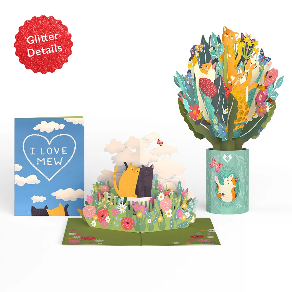 Lovepop I Love Mew Cats Pop-Up Card & Glitter Bouquet Bundle