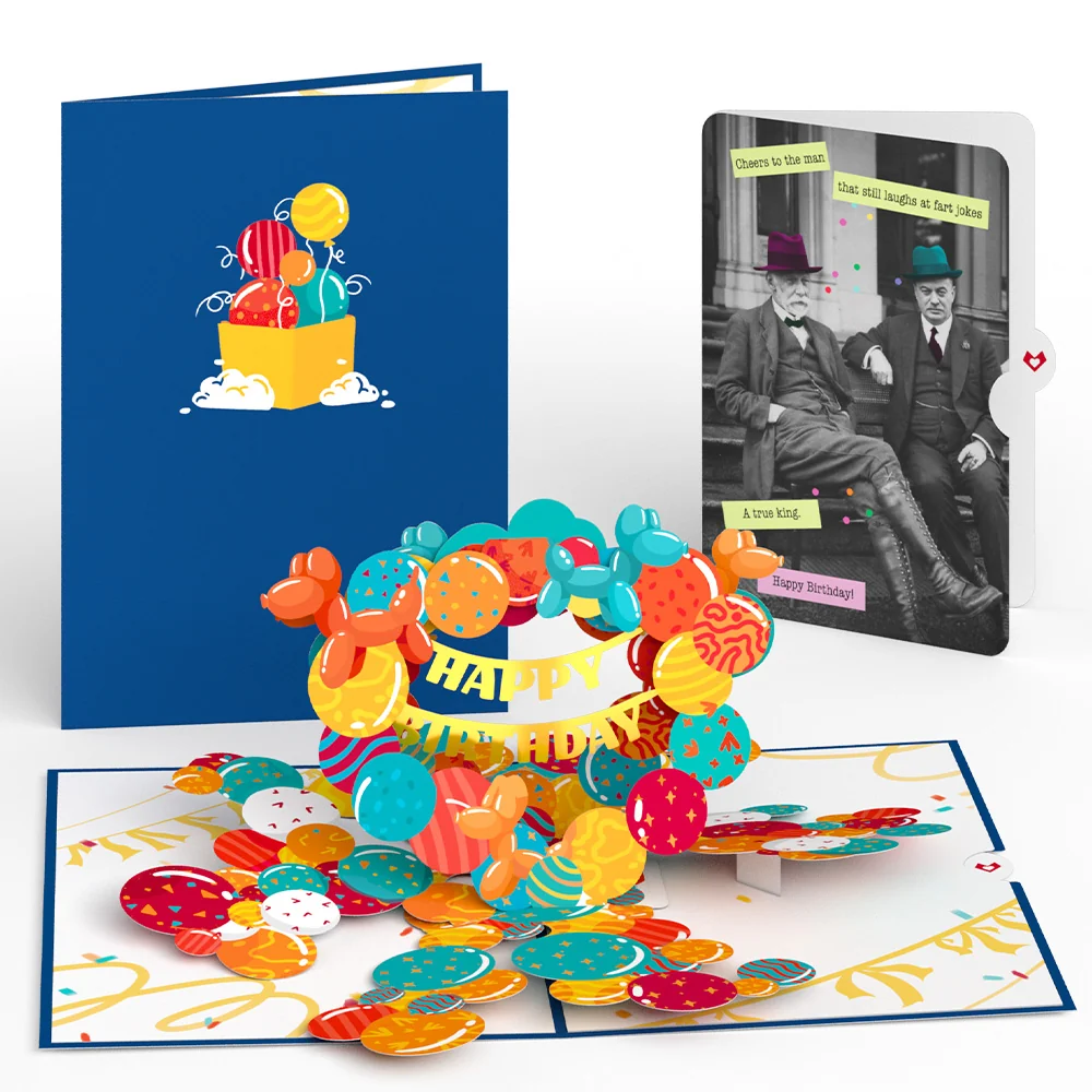 Lovepop Happy Birthday Banner and Balloons Pop-Up Card and Sentiment Set for Any Man