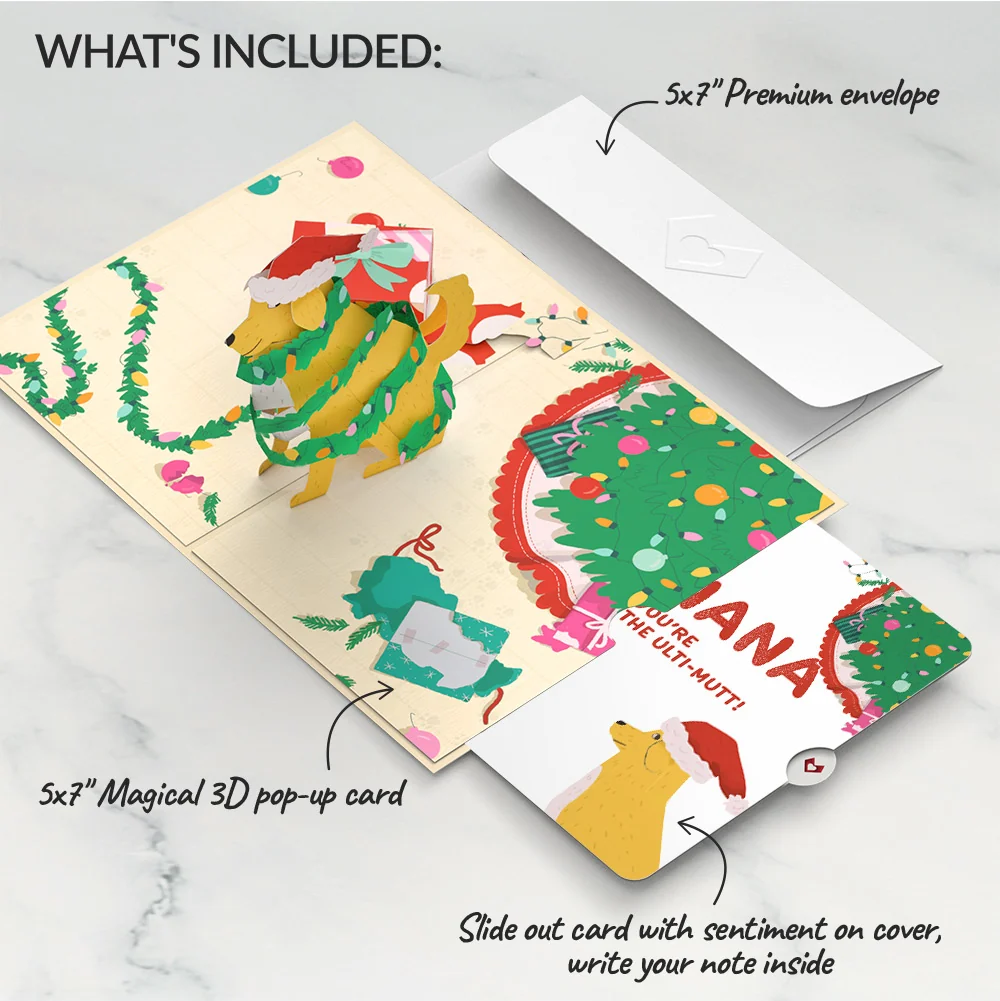 Lovepop Feliz Naughty Dog Christmas Pop-Up Card and Sentiment Set for Nana Cream - Image 2