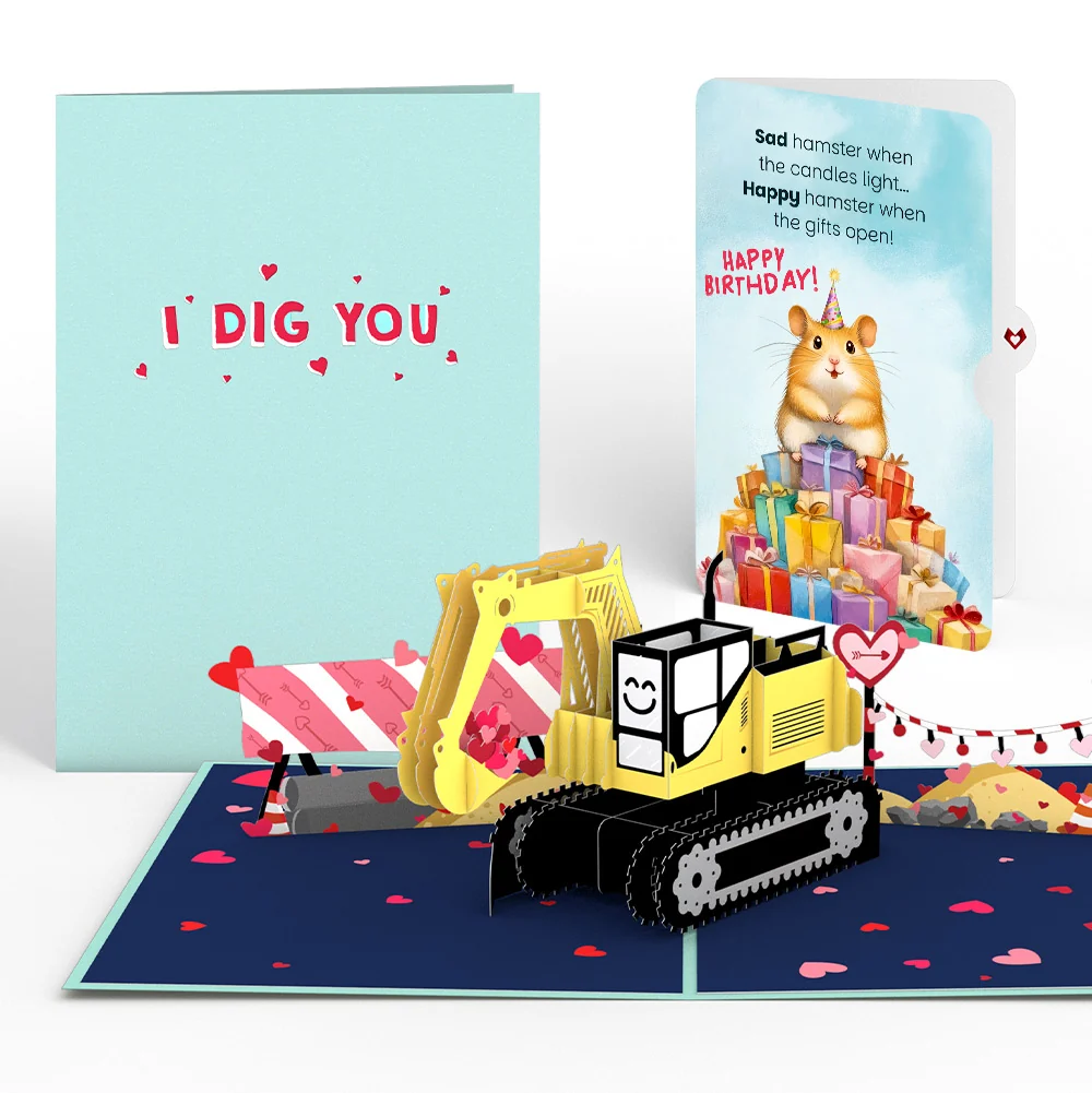 Lovepop I Dig You Birthday Pop-Up Card and Happy Hamster Sentiment Set Candle