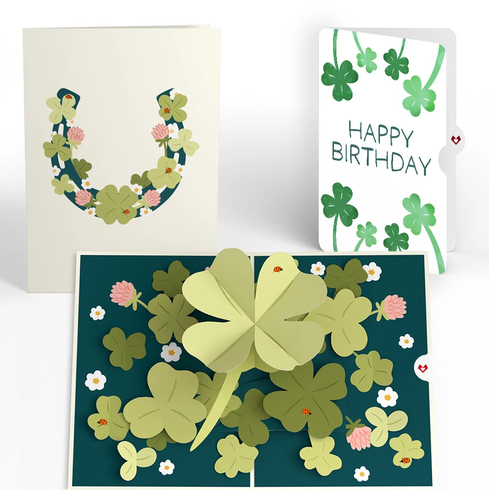 Lovepop Shamrock Fields Birthday Pop-Up Card and Sentiment Set Cream