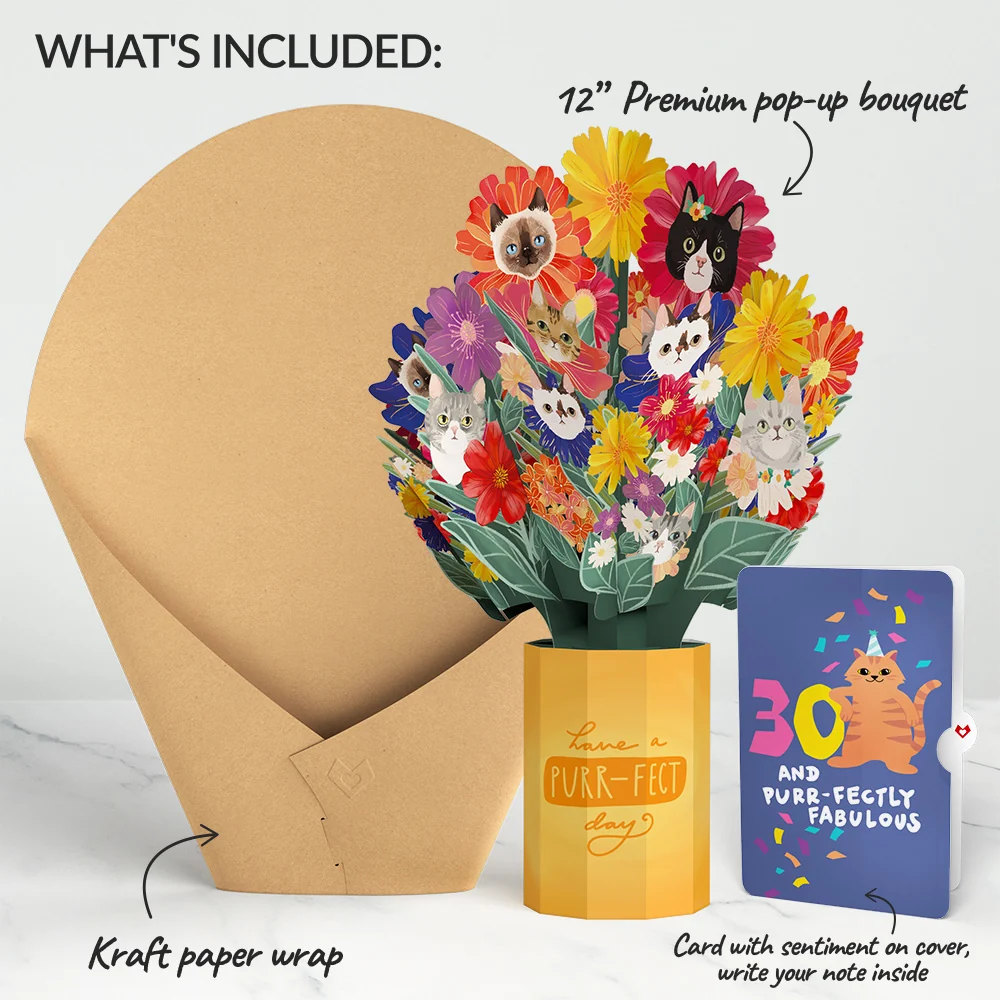 Lovepop Purr-fect Cat 30th Birthday Bouquet and Sentiment Set Vase - Image 2