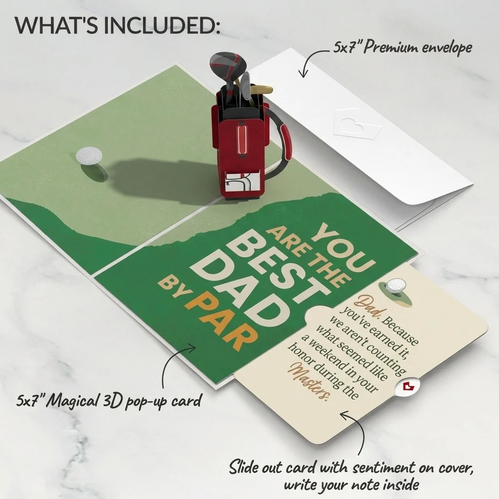 Lovepop Best Dad By Par Father's Day Pop-Up Card and Golf Weekend Sentiment Set for Dad Bag - Image 2