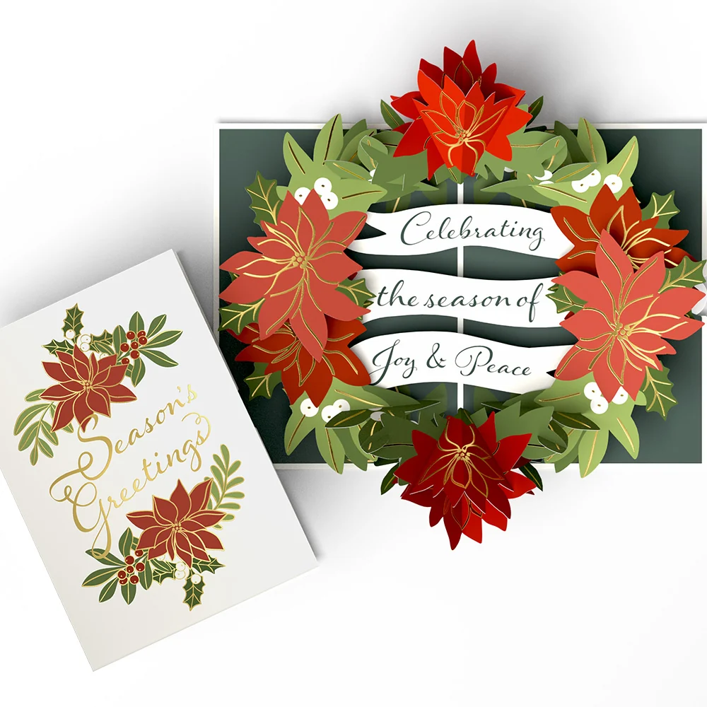 Lovepop Season's Greetings Poinsettia Pop-Up Card & Suncatcher Bouquet Bundle - Image 2