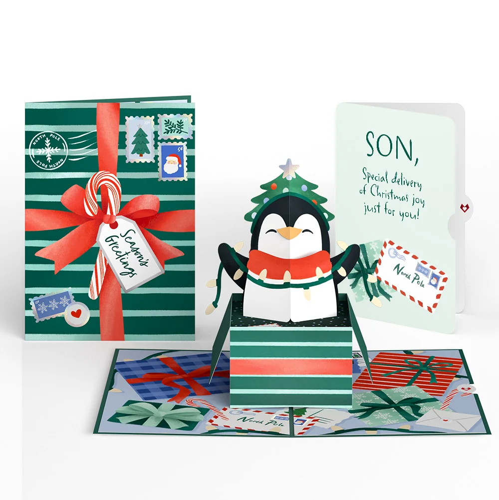 Lovepop Season's Greetings Penguin Surprise Pop-Up Card and Sentiment Set for Son