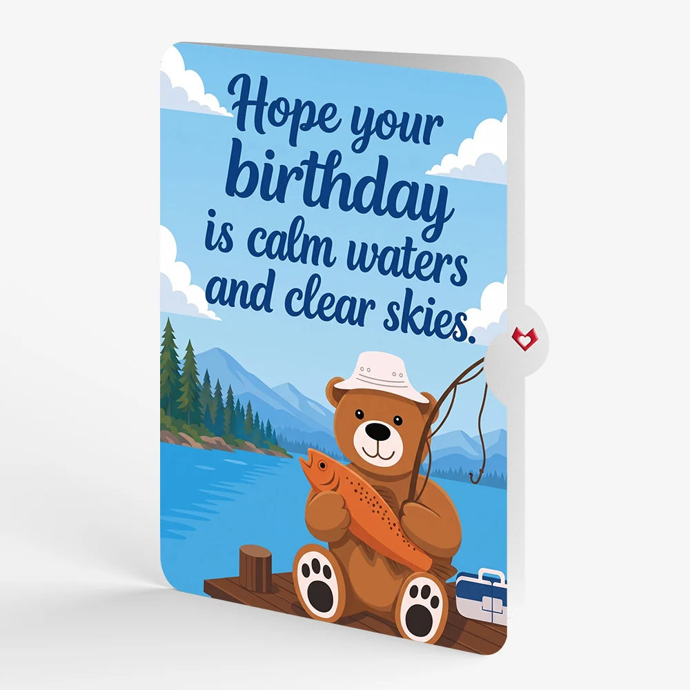 Lovepop Fishing Bear Birthday Pop-Up Card and Calm Waters Sentiment Set - Image 4