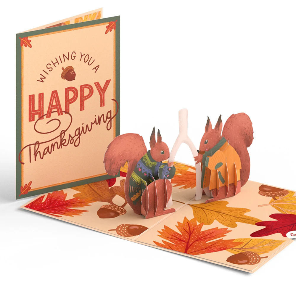 Lovepop Woodland Happy Thanksgiving Wishbone Pop-Up Card