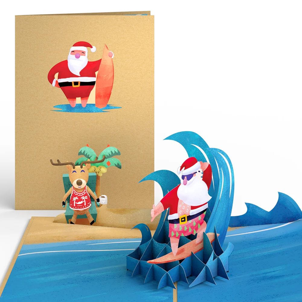 Lovepop Surfing Santa Pop-Up Card