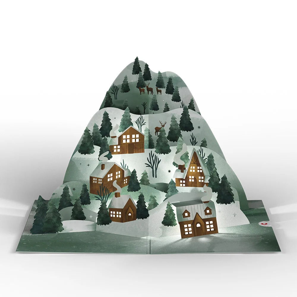Lovepop Winter Wishes Mountain Village Light-Up Pop-Up Card and Sentiment Set for Friend - Image 3