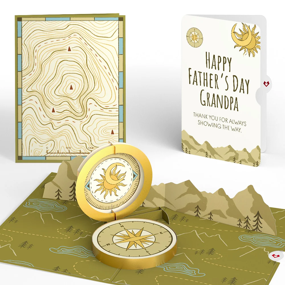 Lovepop Guiding Compass Father's Day Pop-Up Card and Sentiment Set for Grandfather Cream
