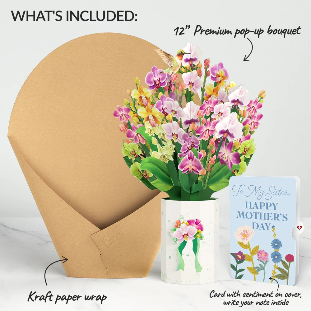Lovepop Orchid Mother's Day Bouquet and Sentiment Set for Sister Vase - Image 2