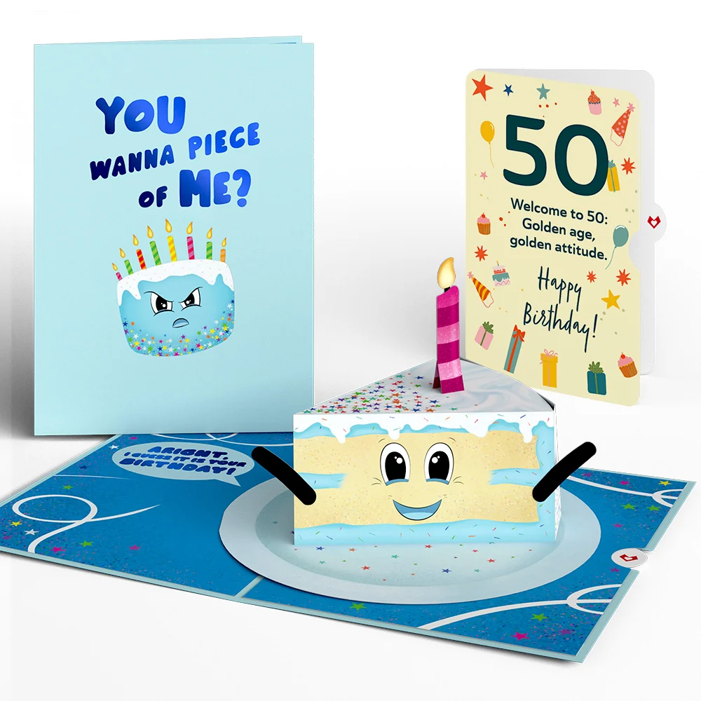 Lovepop Whimsical 50th Birthday Cake Slice Pop-Up Card and Sentiment Set Candle