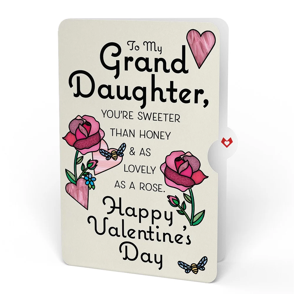 Lovepop Bee Mine Suncatcher Valentine Pop-Up Card and Sentiment Set for Granddaughter Glass - Image 4