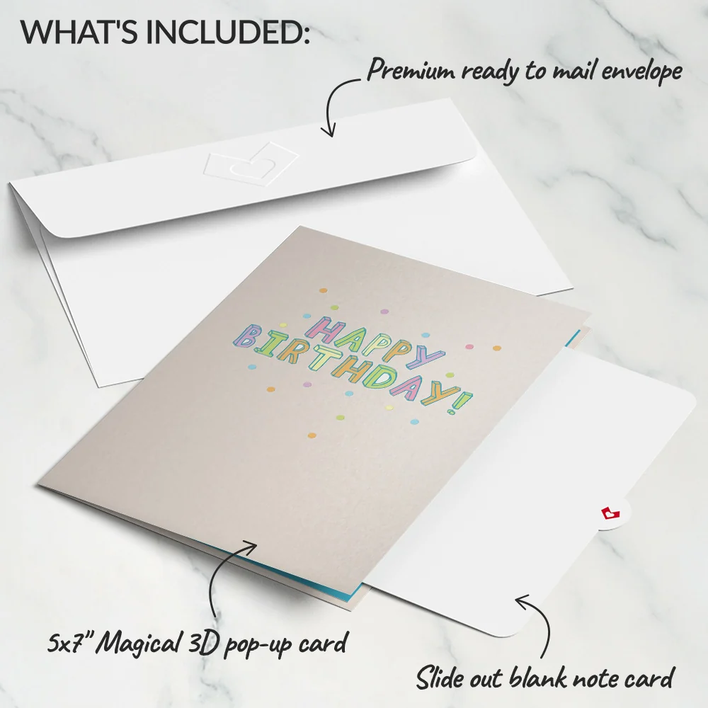 Lovepop Confetti Birthday Cake Slice Pop-Up Card Cream - Image 6