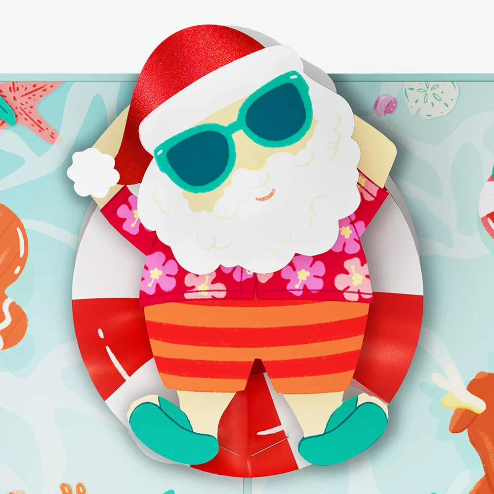 Lovepop Warm Wishes Seaside Santa Christmas Pop-Up Card and Sentiment Set - Image 3