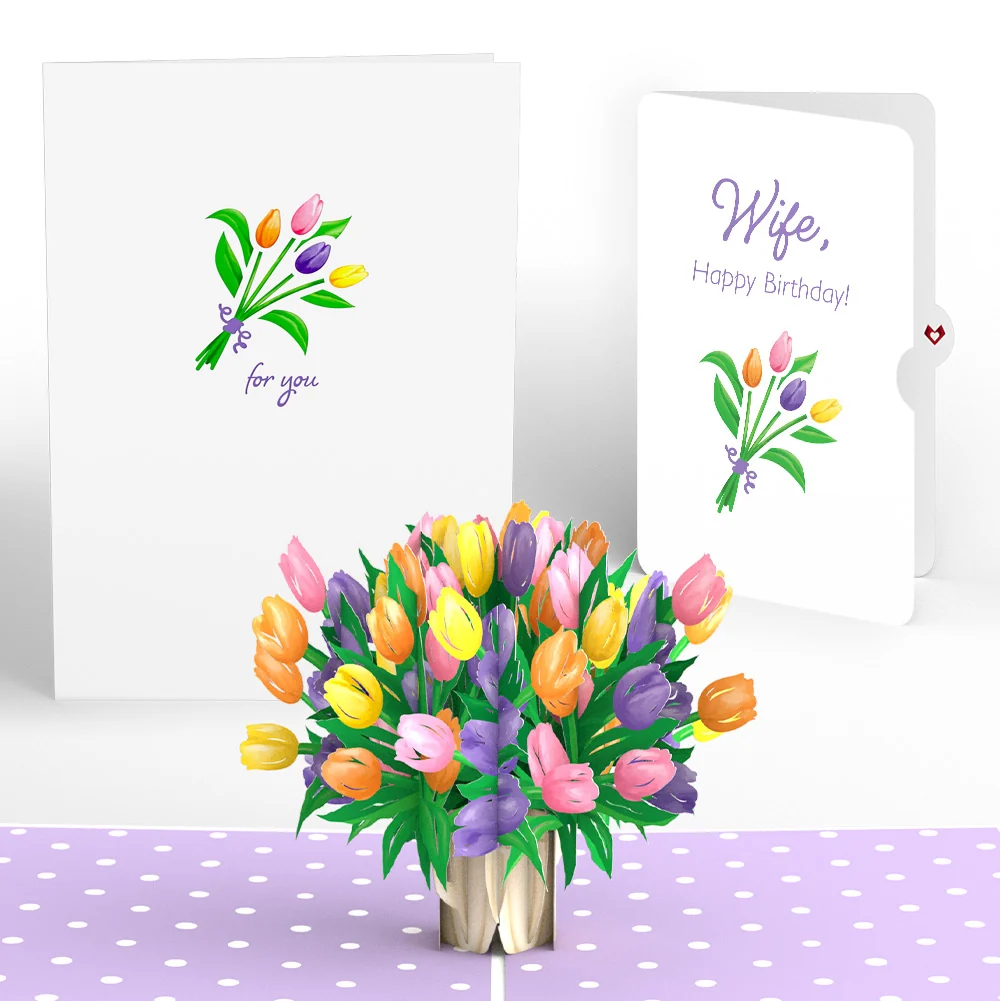 Lovepop Tulips Birthday Pop-Up Card and Sentiment Set for Wife Vase