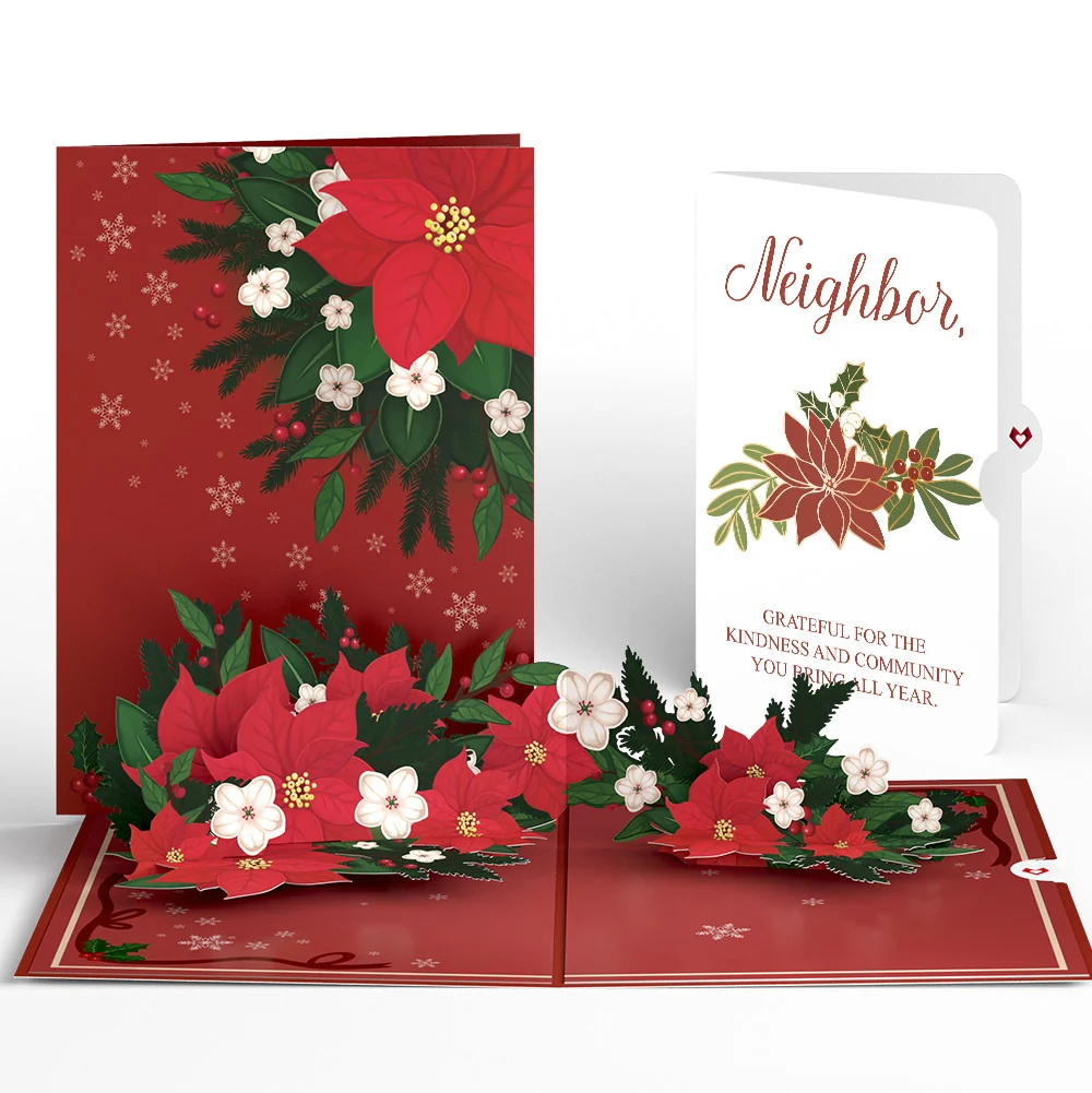 Lovepop Poinsettia & Pine Christmas Pop-Up Card and Sentiment Set for Neighbor