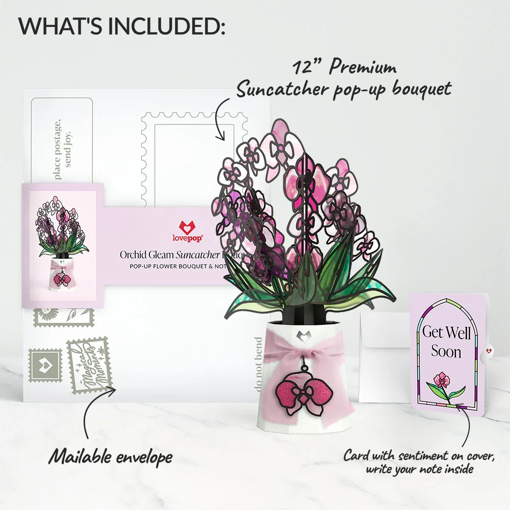 Lovepop Orchid Gleam Get Well Suncatcher Bouquet and Sentiment Set Glass - Image 2