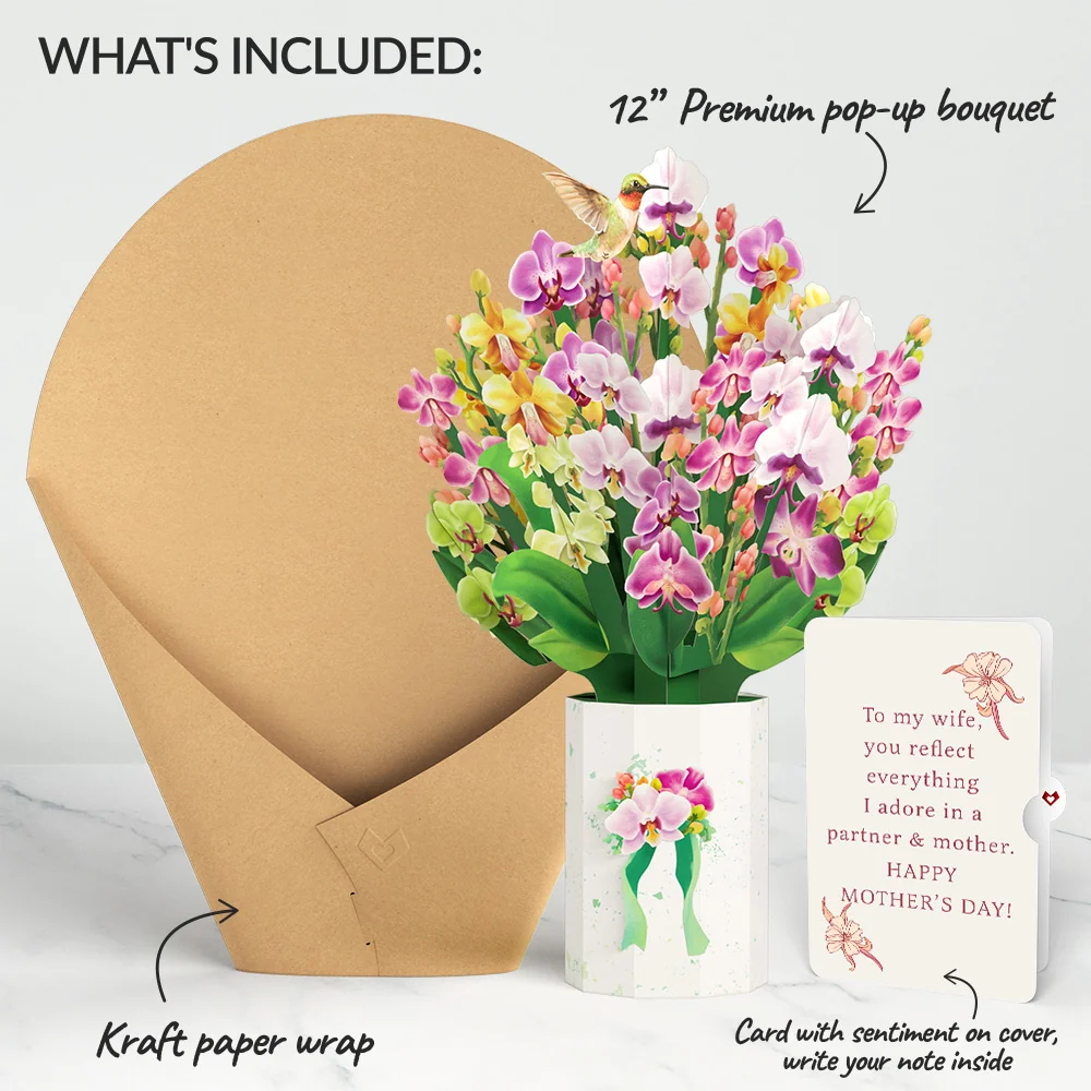 Lovepop Orchid Mother's Day Bouquet and Sentiment Set for Wife Vase - Image 2