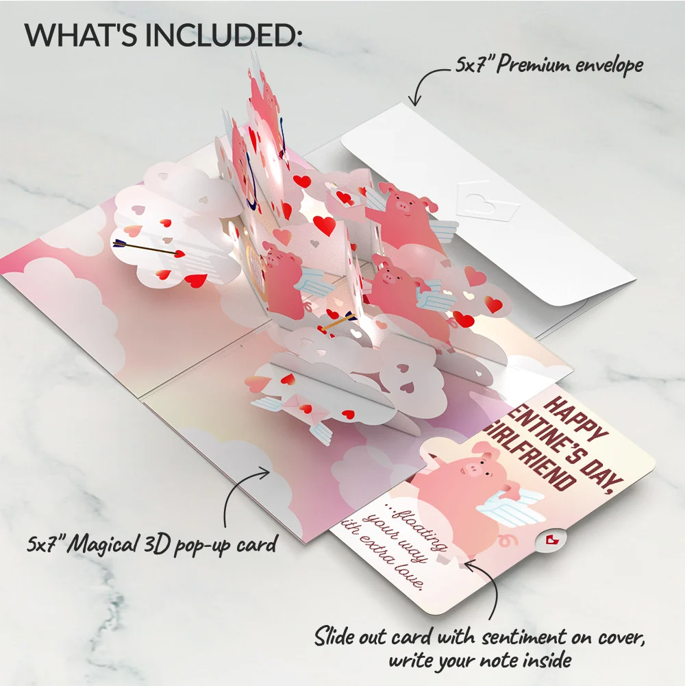 Lovepop Hogs and Kisses Valentine Music and Light Pop-Up Card and Sentiment Set for Girlfriend - Image 2